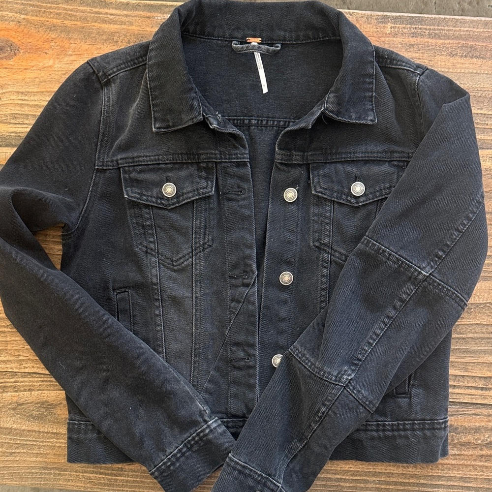 Free People Charcoal Gray Denim Jacket